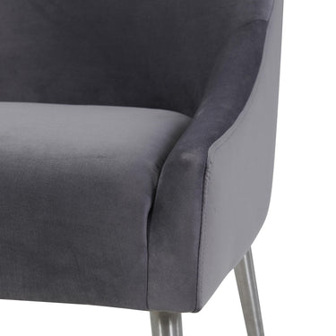 TOV Beatrix Grey Performance Velvet Dining Chair - Silver Legs Grey