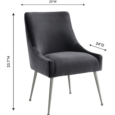 TOV Beatrix Grey Performance Velvet Dining Chair - Silver Legs Grey