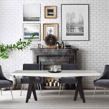 TOV Beatrix Grey Performance Velvet Dining Chair - Silver Legs Grey