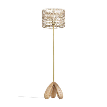 TOV Alondra Wooden Floor Lamp Antique Gold, Natural - ON FINAL SALE