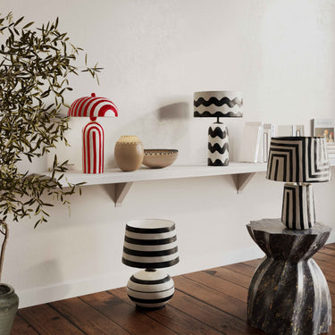 TOV Maiori Striped Papier Mache Table Lamp, Red Stripes option, image 3