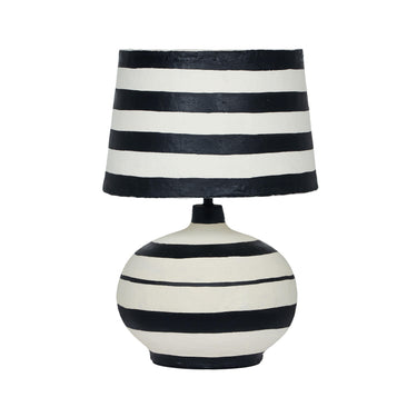 TOV Positano Striped Papier Mache Table Lamp, Black/Off-White option, image 1