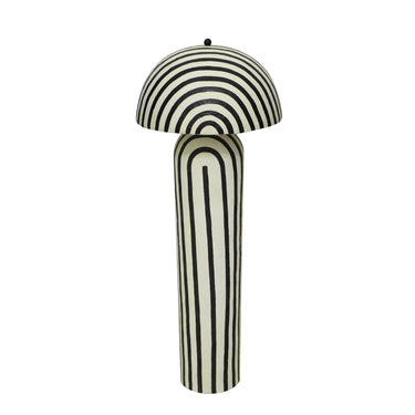 TOV Maiori Black Striped Papier Mache Floor Lamp Black Stripes