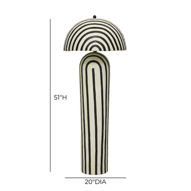 TOV Maiori Black Striped Papier Mache Floor Lamp Black Stripes