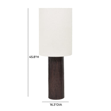 TOV Grava Boucle &amp; Hammered Bronze Metal Floor Lamp Black, White