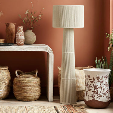 TOV Tapered Natural Chenille Fiber Floor Lamp Natural