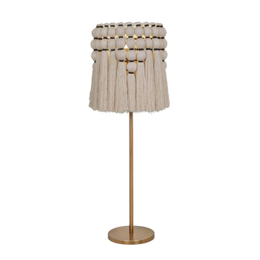 TOV Tutu Cream Cotton Tasseled Floor Lamp Gold, Natural