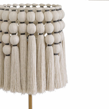 TOV Tutu Cream Cotton Tasseled Floor Lamp Gold, Natural