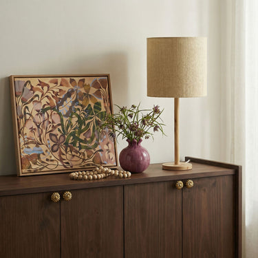 TOV Lamia Natural Burl and Raffia Contract-Grade Table Lamp, image 2