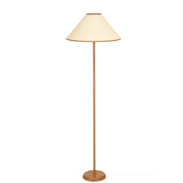TOV Keria Natural Vegan Leather and Raffia Contract-Grade Floor Lamp Brown, Natural