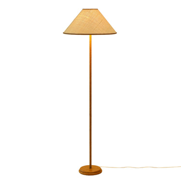 TOV Keria Natural Vegan Leather and Raffia Contract-Grade Floor Lamp Brown, Natural