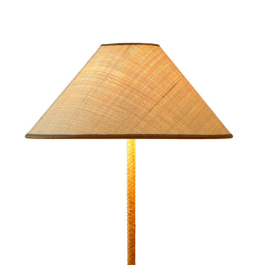 TOV Keria Natural Vegan Leather and Raffia Contract-Grade Floor Lamp Brown, Natural