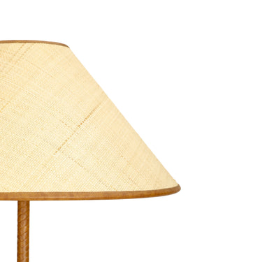TOV Keria Natural Vegan Leather and Raffia Contract-Grade Floor Lamp Brown, Natural
