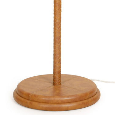 TOV Keria Natural Vegan Leather and Raffia Contract-Grade Floor Lamp Brown, Natural