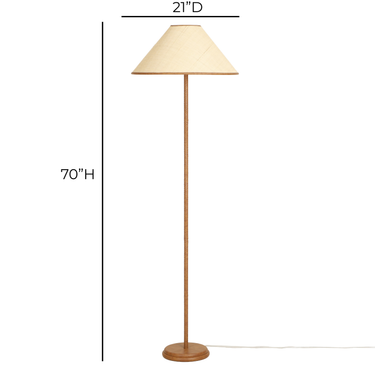 TOV Keria Natural Vegan Leather and Raffia Contract-Grade Floor Lamp Brown, Natural