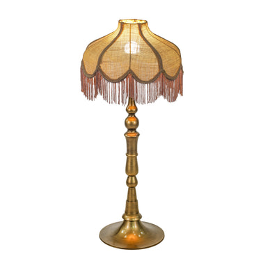 TOV Buchanan Jute Fringed Scalloped Table Lamp Brass, Natural, Pink