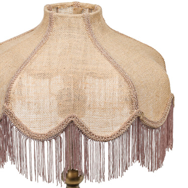 TOV Buchanan Jute Fringed Scalloped Table Lamp Brass, Natural, Pink