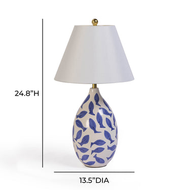 TOV Sardine White & Blue Ceramic Table Lamp, image 6