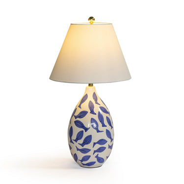 TOV Sardine White & Blue Ceramic Table Lamp, image 3