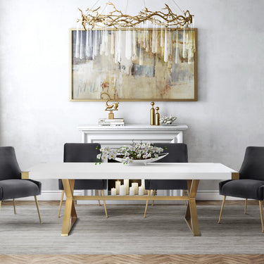 TOV Adeline 95" Lacquer Rectangular Dining Table White