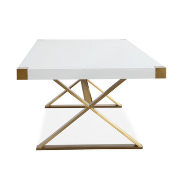 TOV Adeline 95" Lacquer Rectangular Dining Table White