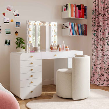 TOV Alyssa Cream Performance Chenille Rolling Desk Chair Cream