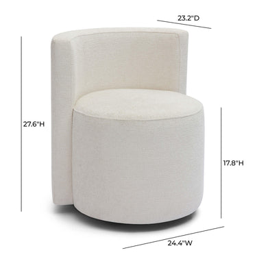 TOV Alyssa Cream Performance Chenille Rolling Desk Chair Cream