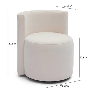 TOV Alyssa Upcycled Performance Velvet Rolling Desk Chair Cream