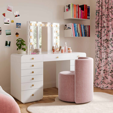 TOV Alyssa Upcycled Performance Velvet Rolling Desk Chair Pink