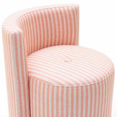 TOV Alyssa Striped Performance Linen Rolling Desk Chair Pink