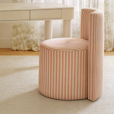 TOV Alyssa Striped Performance Linen Rolling Desk Chair Pink