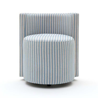 TOV Alyssa Striped Performance Linen Rolling Desk Chair Blue
