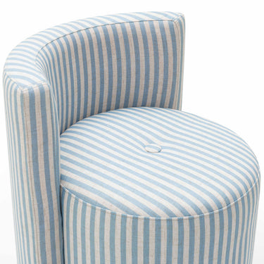 TOV Alyssa Striped Performance Linen Rolling Desk Chair Blue