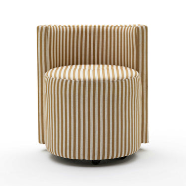 TOV Alyssa Striped Performance Linen Rolling Desk Chair Mustard Yellow