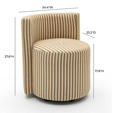 TOV Alyssa Striped Performance Linen Rolling Desk Chair Mustard Yellow