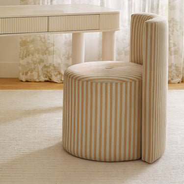 TOV Alyssa Striped Performance Linen Rolling Desk Chair Mustard Yellow