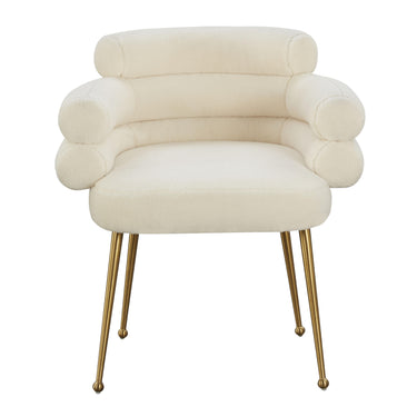 TOV Dente Cream Performance Faux Sheepskin Dining Chair Cream - ON FINAL SALE