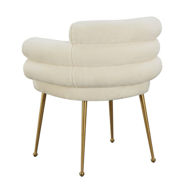 TOV Dente Cream Performance Faux Sheepskin Dining Chair Cream - ON FINAL SALE