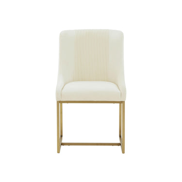 TOV Lisa Pleated Performance Velvet Dining Chair Cream