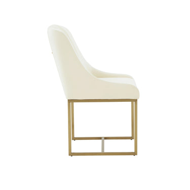 TOV Lisa Pleated Performance Velvet Dining Chair Cream