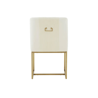 TOV Lisa Pleated Performance Velvet Dining Chair Cream