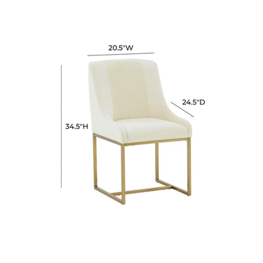 TOV Lisa Pleated Performance Velvet Dining Chair Cream