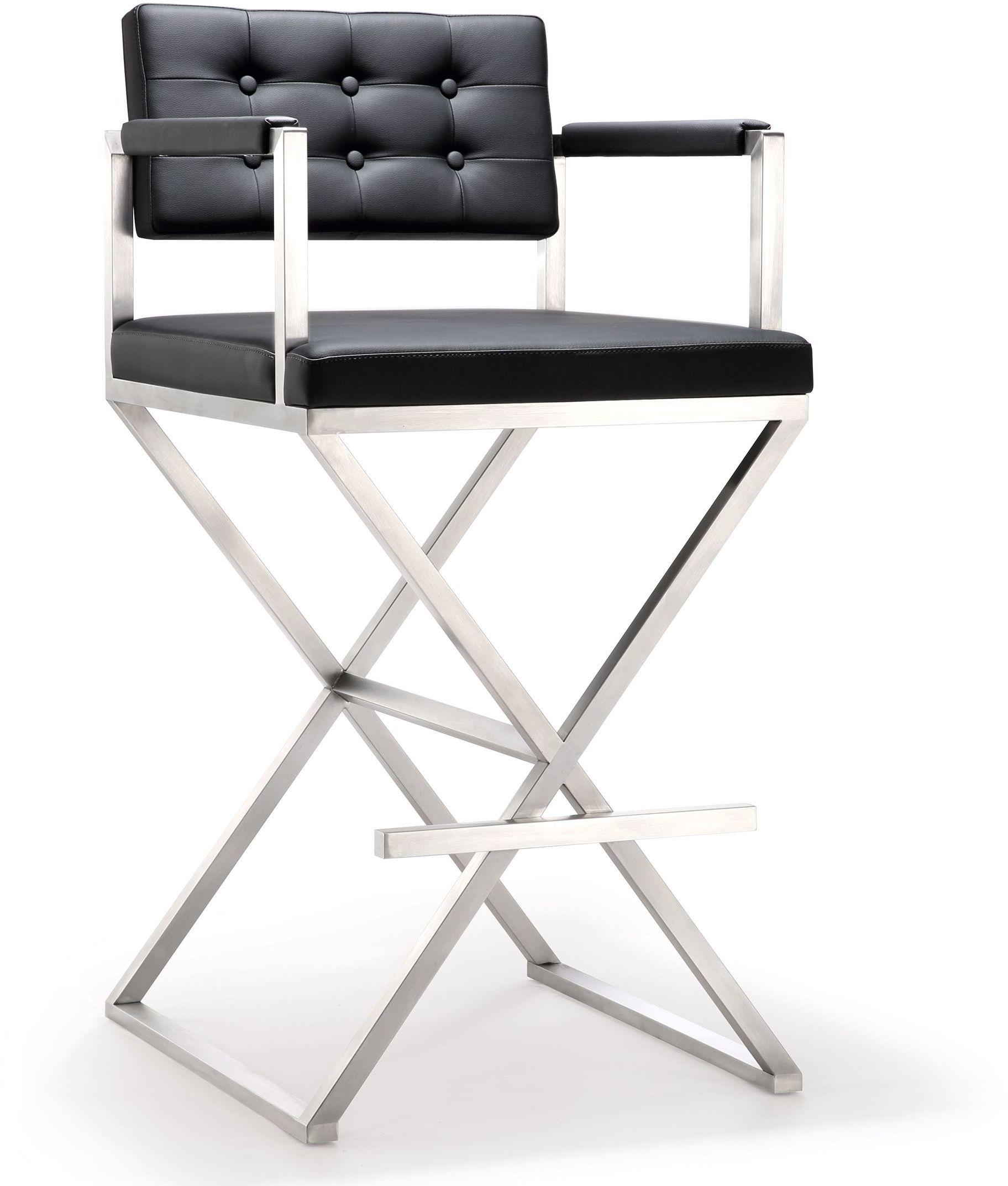 Director Black Stainless Steel Bar Stool - Thumbnail 2