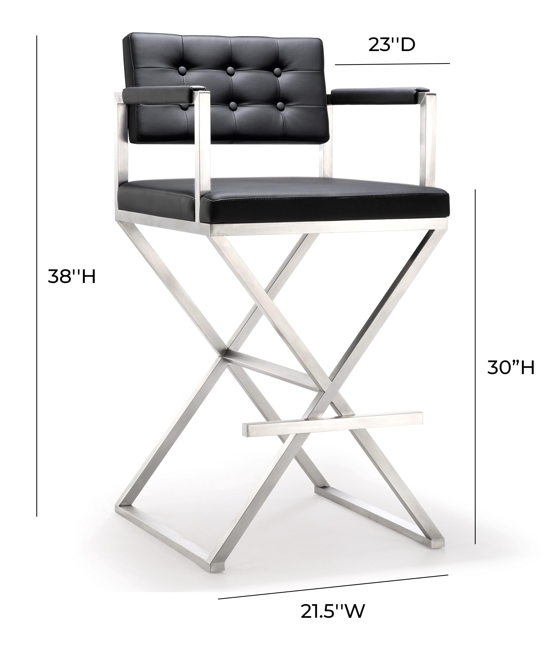 Director Black Stainless Steel Bar Stool - Thumbnail 3
