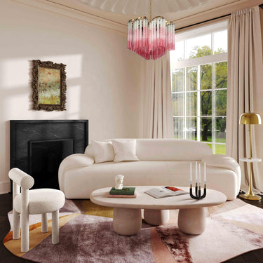 TOV Allegra 100" Velvet Sofa Cream