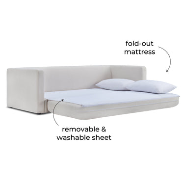 TOV Ryan 91" Cream Upcycled Performance Linen Sleeper Sofa, image 6