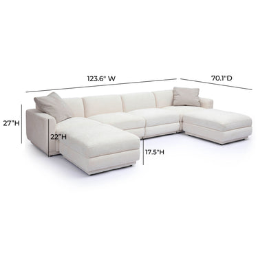 TOV Perry 6-Piece Cream Performance Chenille Modular U-Sectional Cream