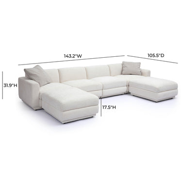 TOV Perry 6-Piece Cream Performance Chenille Modular U-Sectional Cream
