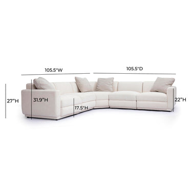TOV Perry 5-Piece Cream Performance Chenille Modular L-Sectional Cream