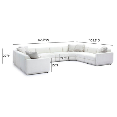 TOV Perry 8-Piece Cream Performance Chenille Modular Large U-Sectional Cream